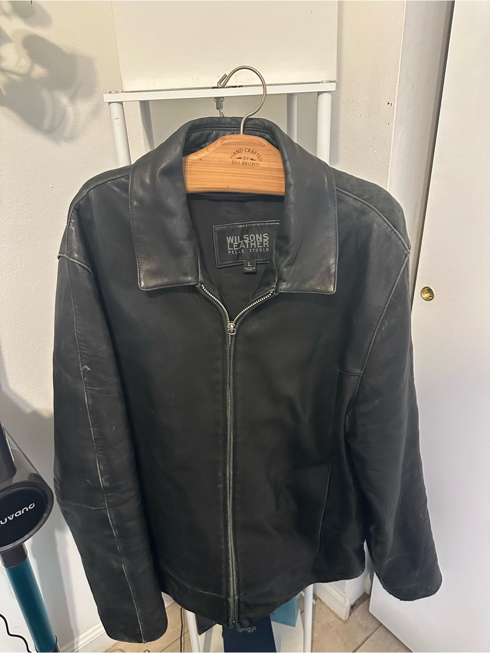 Wilsons Leather Black Men's Zip-Up Bomber Jacket